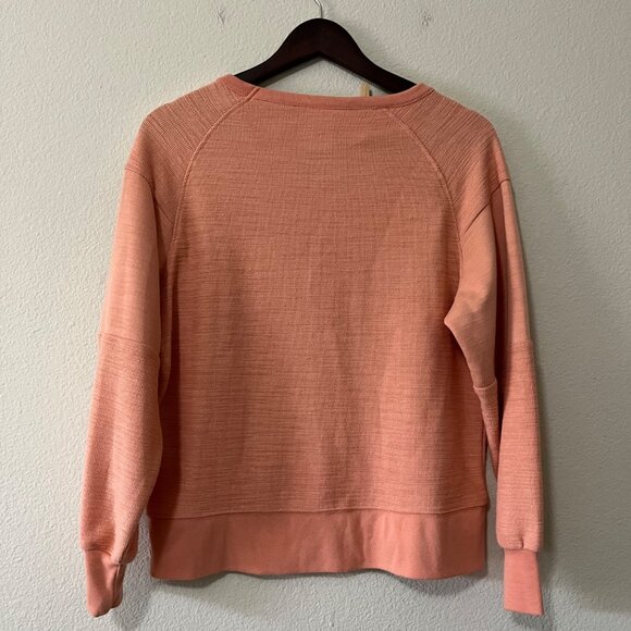 Freely Women Coral Cropped Long Sleeve Round Neck Waffle Neck Thermal Top SZ XS - Picture 7 of 7